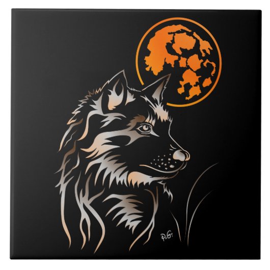 junger träumender Wolf Keramik Fotofliese Fliese (Vorderseite)