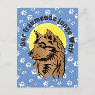 junger träumender Wolf Postkarte