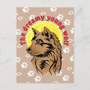 junger träumender Wolf Postkarte