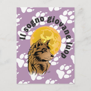 junger träumender Wolf Postkarte