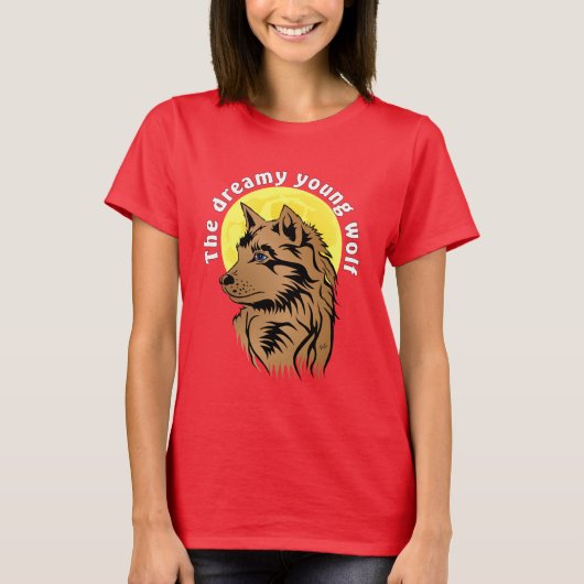 junger träumender Wolf T-Shirt (Vorderseite)
