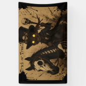 Junger Voodoo-Doktor auf Totenkopf-Pferd Banner (Vertikal)