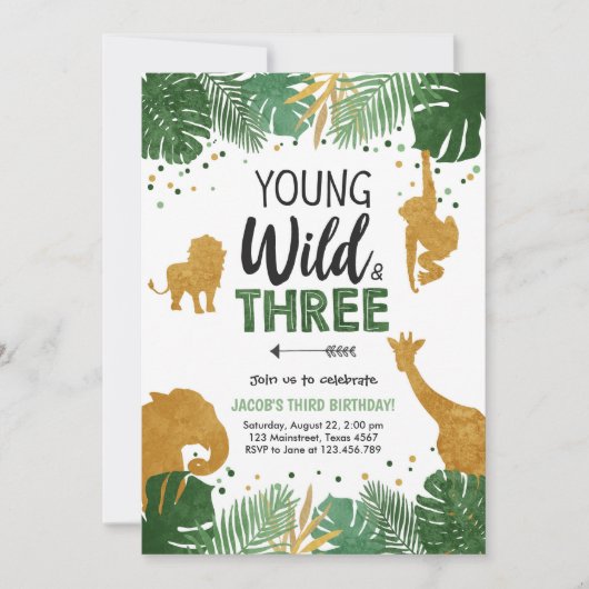 Junger wilder und drei einladung (Vorderseite)