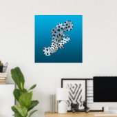 Junger Zackenbarsch - Farbverlauf blauer Hintergru Poster (Heimbüro)