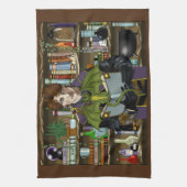 Junger Zauberer Fantasy-Bibliothek Bücher Drache Geschirrtuch (Vertikal)