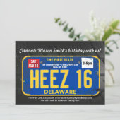 Junge's 16. Geburtstag Delaware Lizenz Einladung (Stehend Vorderseite)