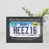 Junge's 16. Geburtstag Iowa Lizenz Einladung (Stehend Vorderseite)