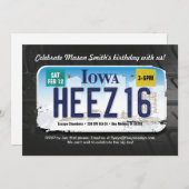 Junge's 16. Geburtstag Iowa Lizenz Einladung (Vorne/Hinten)