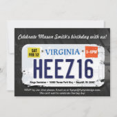 Junge's 16. Geburtstag Virginia Lizenz Einladung (Vorderseite)