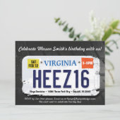 Junge's 16. Geburtstag Virginia Lizenz Einladung (Stehend Vorderseite)