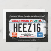 Junge's 16. Geburtstag Wisconsin Lizenz Einladung (Vorne/Hinten)