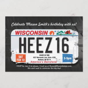 Junge's 16. Geburtstag Wisconsin Lizenz Einladung