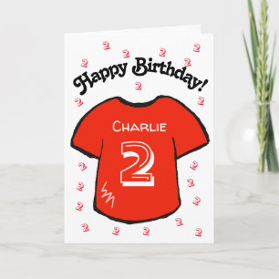 Junge's 2. Geburtstag Rotes Shirt Karte