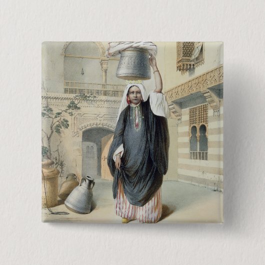 Junges arabisches Mädchen, das vom Hammam in Kairo Button (Vorderseite)