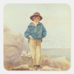 Junges England - ein Fisher-Junge Quadratischer Aufkleber