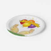 Junge's Happy Birthday Gelbe Ducklings Balloons Pappteller (Schrägansicht)