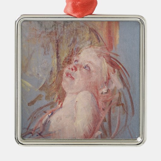 Junges Kind in den Armen seiner Mutter Silbernes Ornament (Vorne)