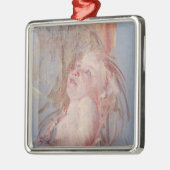 Junges Kind in den Armen seiner Mutter Silbernes Ornament (Links)