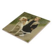 Junges Kind und ein großer Hund (Öl auf Leinwand) Fliese (Seite)