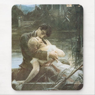 Junges Liebespaar (Küssend in einem Boot) Vintage Mousepad