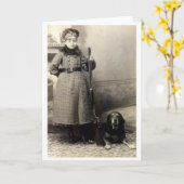 Junges Mädchen 1900 und ihr Jagdhund Karte (Gelbe Blume)