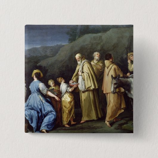 Junges Mädchen-anbieteneier zu einer Gruppe Button (Vorderseite)