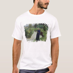 Junges Mädchen auf den Gebieten, T-Shirt