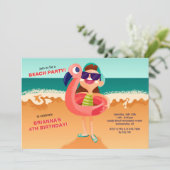 Junges Mädchen auf der Strand-Einladung Einladung (Stehend Vorderseite)