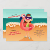 Junges Mädchen auf der Strand-Einladung Einladung (Vorne/Hinten)