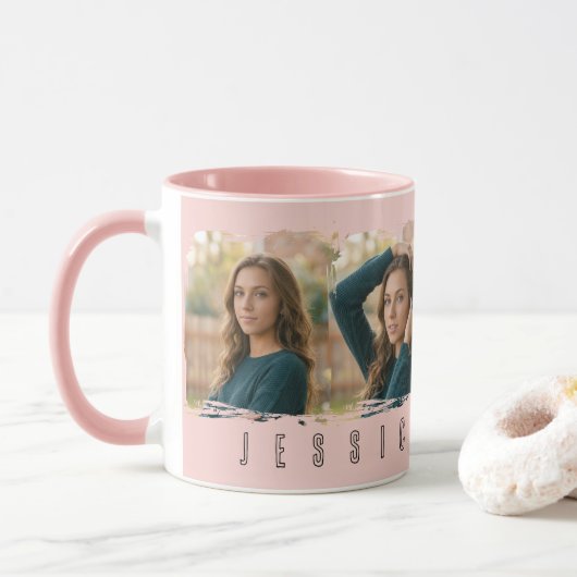 Junges Mädchen Collage-Typografie Tasse (Mit Donut)