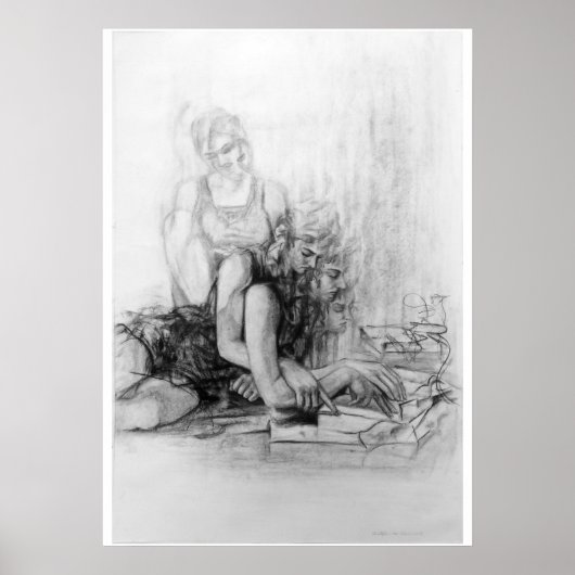 junges Mädchen, das ein Buch liest Poster (Vorne)