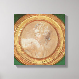 Junges Mädchen, das ihre Brust zusammendrückt Leinwanddruck