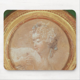 Junges Mädchen, das ihre Brust zusammendrückt Mousepad