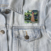 Junges Mädchen in einem Garten (w/c) Button (Beispiel)