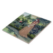 Junges Mädchen in einem Garten (w/c) Fliese (Seite)