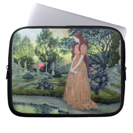 Junges Mädchen in einem Garten (w/c) Laptopschutzhülle (Vorderseite)