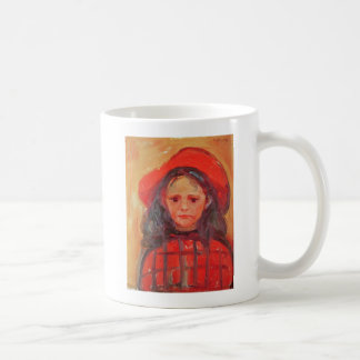 Junges Mädchen in Red Hat Kaffeetasse