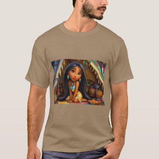 Junges Mädchen in traditioneller Kleidung in einem T-Shirt