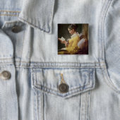 Junges Mädchen-Lesung, c.1776 Button (Beispiel)