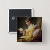 Junges Mädchen-Lesung, c.1776 Button (Vorne & Hinten)