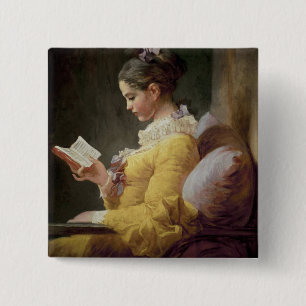 Junges Mädchen-Lesung, c.1776 Button