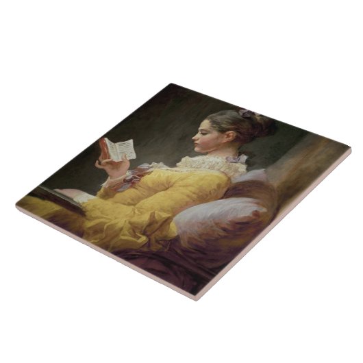 Junges Mädchen-Lesung, c.1776 Fliese (Seite)