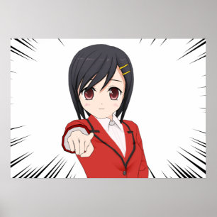 Junges Mädchen Manga kurze Haare postieren Poster
