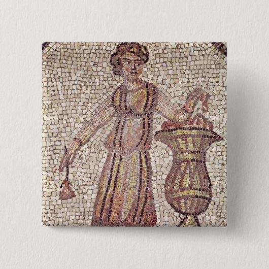 Junges Mädchen mit Blumen Button (Vorderseite)