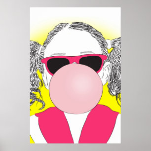 junges Mädchen mit einer Blase Poster
