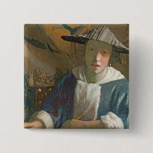 Junges Mädchen mit einer Flöte, c.1665-70 Button