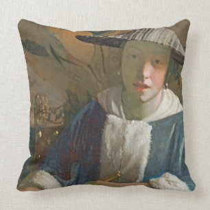 Junges Mädchen mit einer Flöte, c.1665-70 Kissen