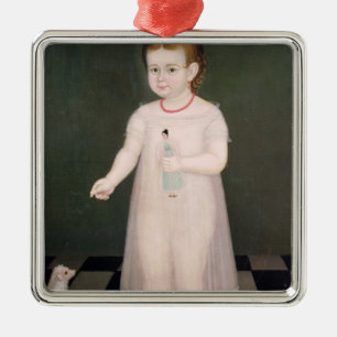 Junges Mädchen mit einer Puppe, 1838 Silbernes Ornament
