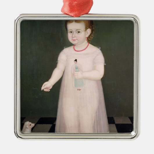 Junges Mädchen mit einer Puppe, 1838 Silbernes Ornament (Vorne)