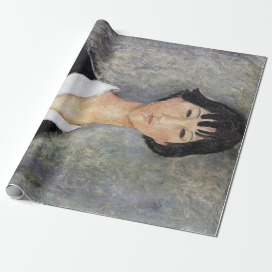 Junges Mädchen mit schwarzen Haaren, Modigliani Geschenkpapier (Ungerollt)